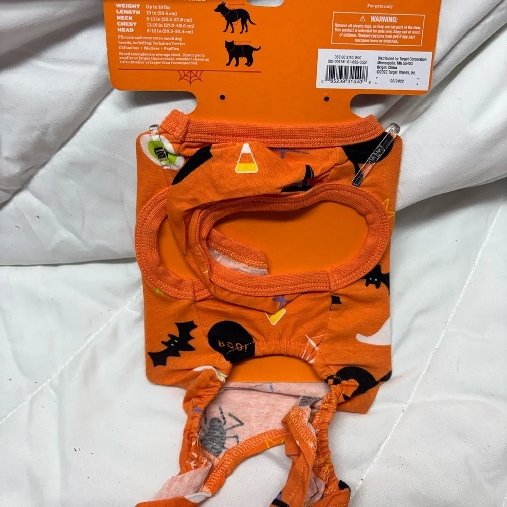 Hyde And Eek! Halloween Orange Pet Pajamas for dog or cat- XS up to 10lbs